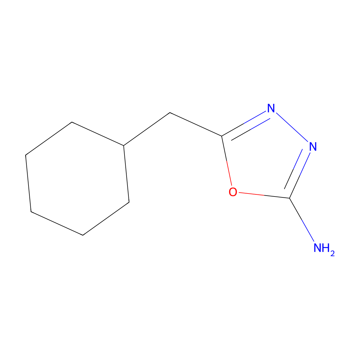 5-(Cyclohexylmethyl)-1,3,4-oxadiazol-2-amine molecular structure, CAS 1042654-51-2