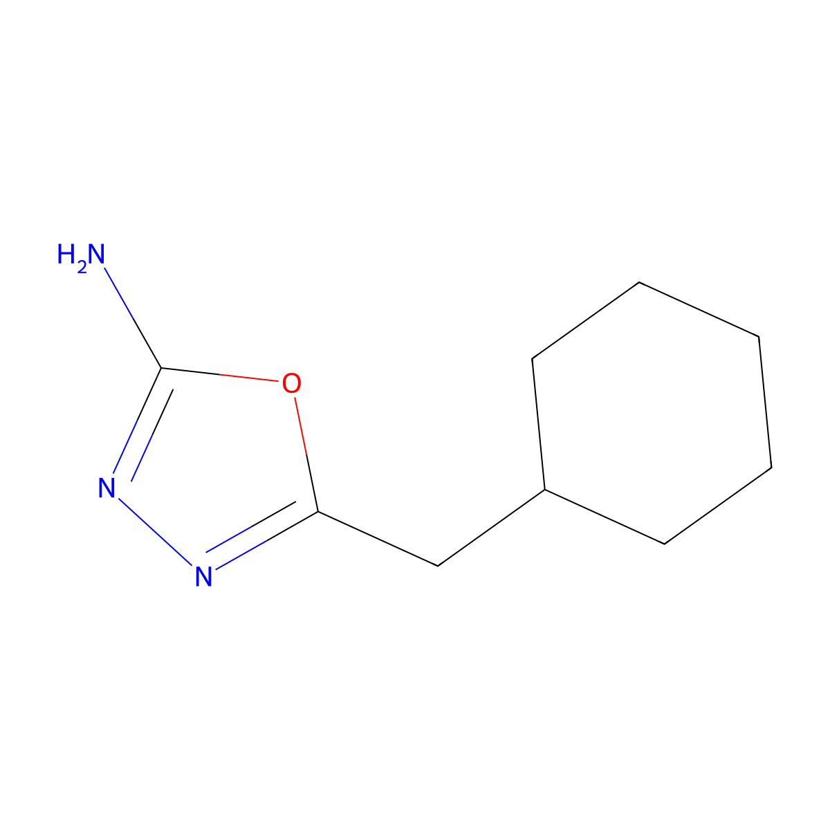 5-(Cyclohexylmethyl)-1,3,4-oxadiazol-2-amine molecular structure, CAS 1042654-51-2