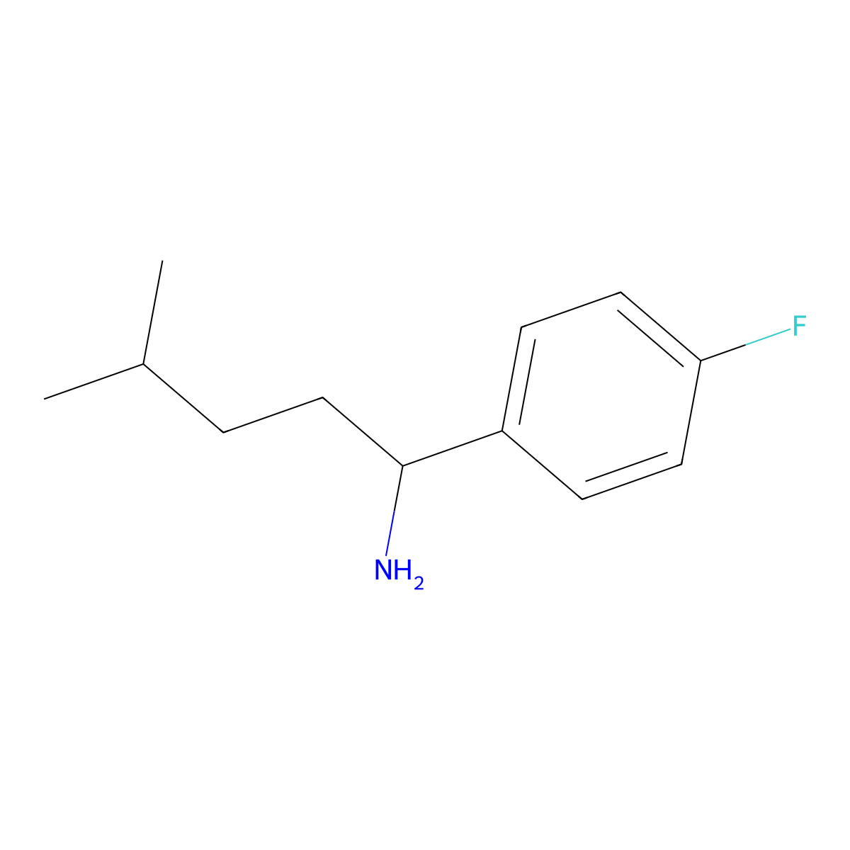1-(4-Fluorophenyl)-4-methylpentan-1-amine molecular structure, CAS 1042654-63-6