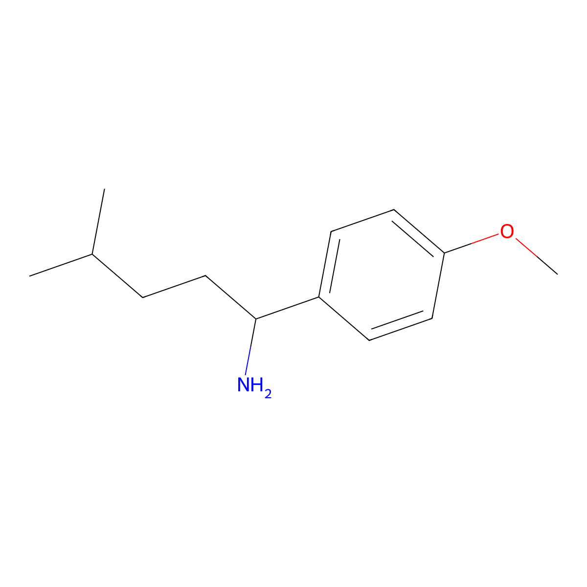 1-(4-Methoxyphenyl)-4-methylpentan-1-amine molecular structure, CAS 1042654-80-7