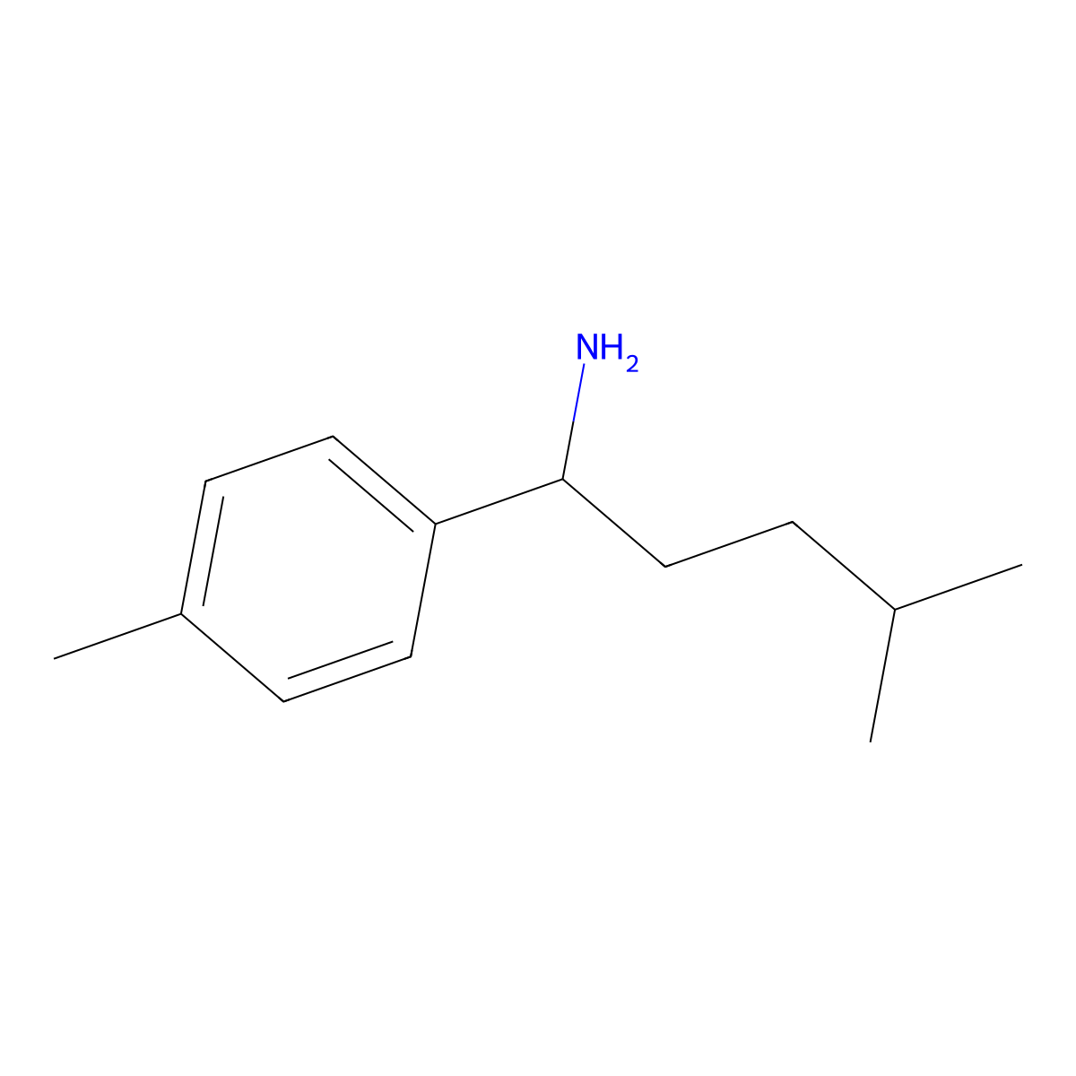4-Methyl-1-(4-methylphenyl)pentan-1-amine molecular structure, CAS 1042654-85-2