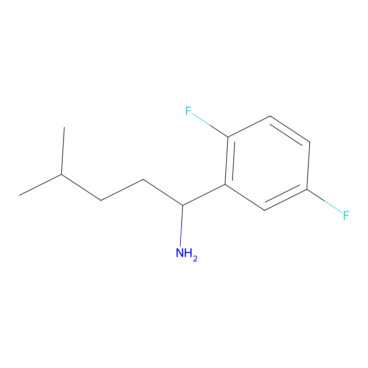 1-(2,5-Difluorophenyl)-4-methylpentan-1-amine molecular structure, CAS 1042655-77-5