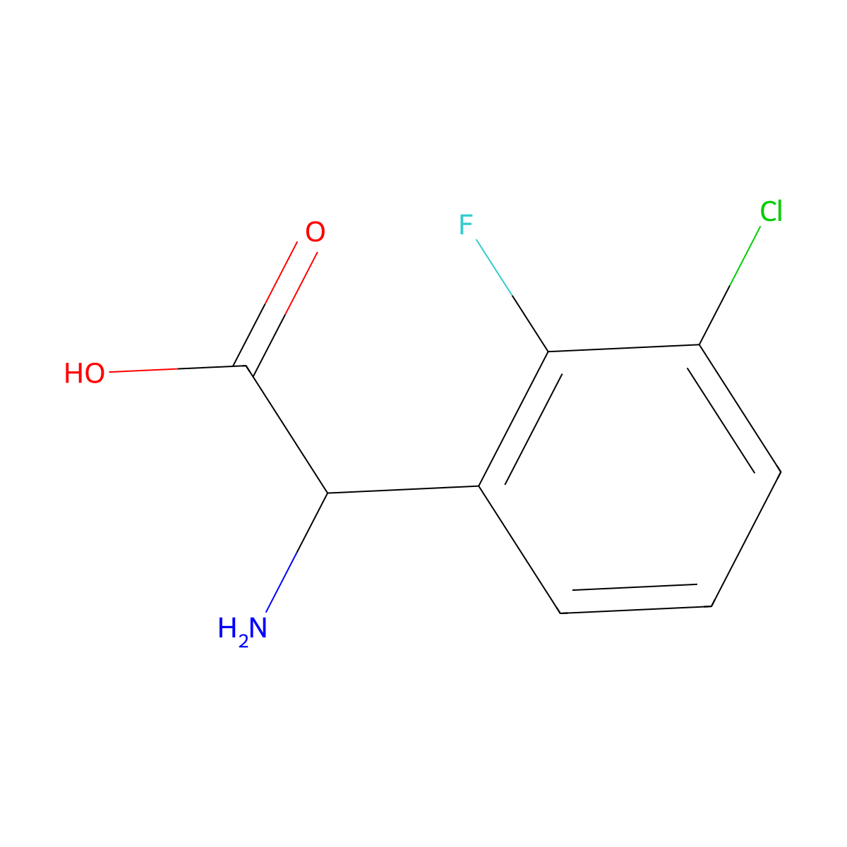 2-Amino-2-(3-chloro-2-fluorophenyl)acetic acid molecular structure, CAS 1042665-36-0