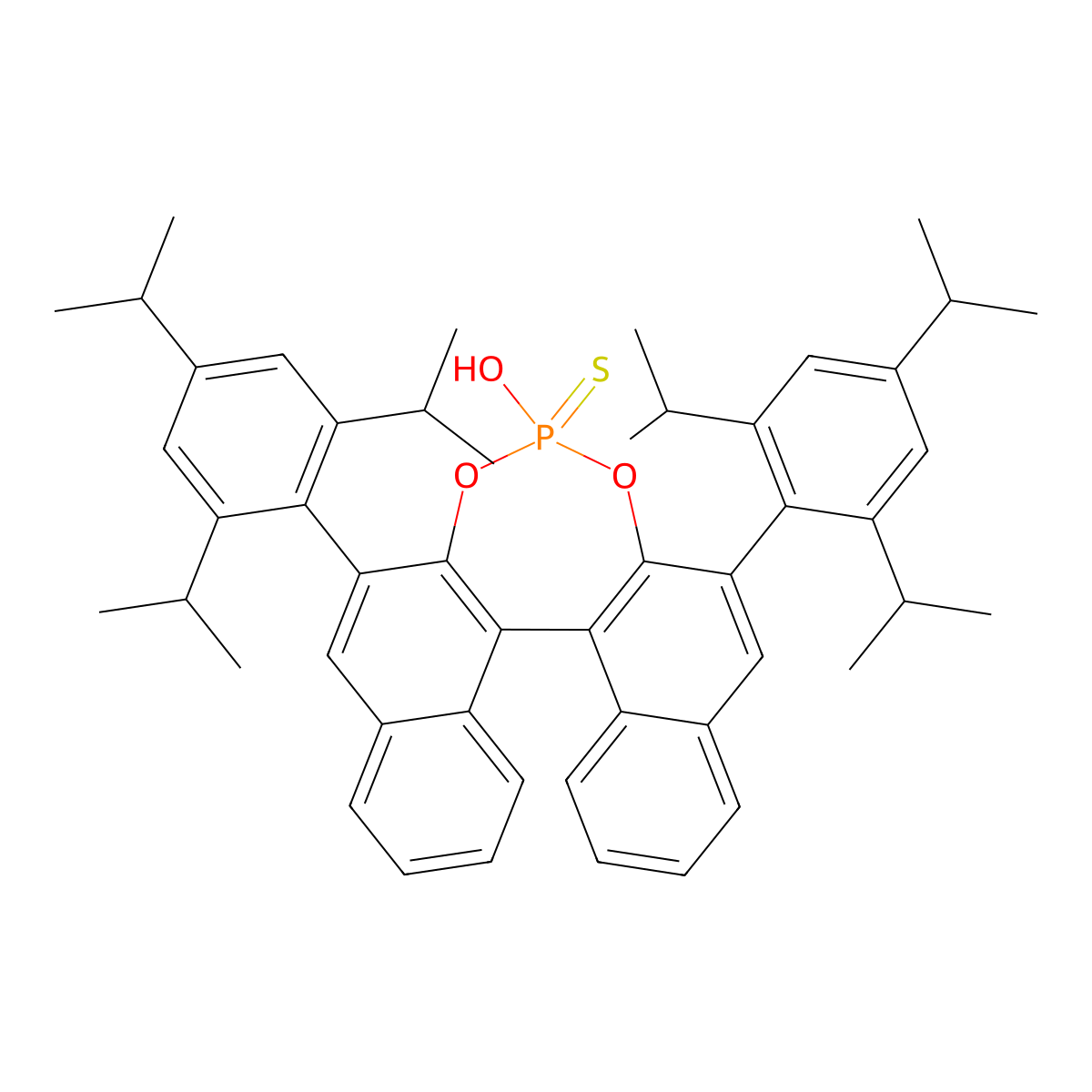 (11bR)-4-Mercapto-2,6-bis(2,4,6-triisopropylphenyl)dinaphtho[2,1-d:1',2'-f][1,3,2]dioxaphosphepine 4-oxide molecular structure, CAS 1042671-77-1