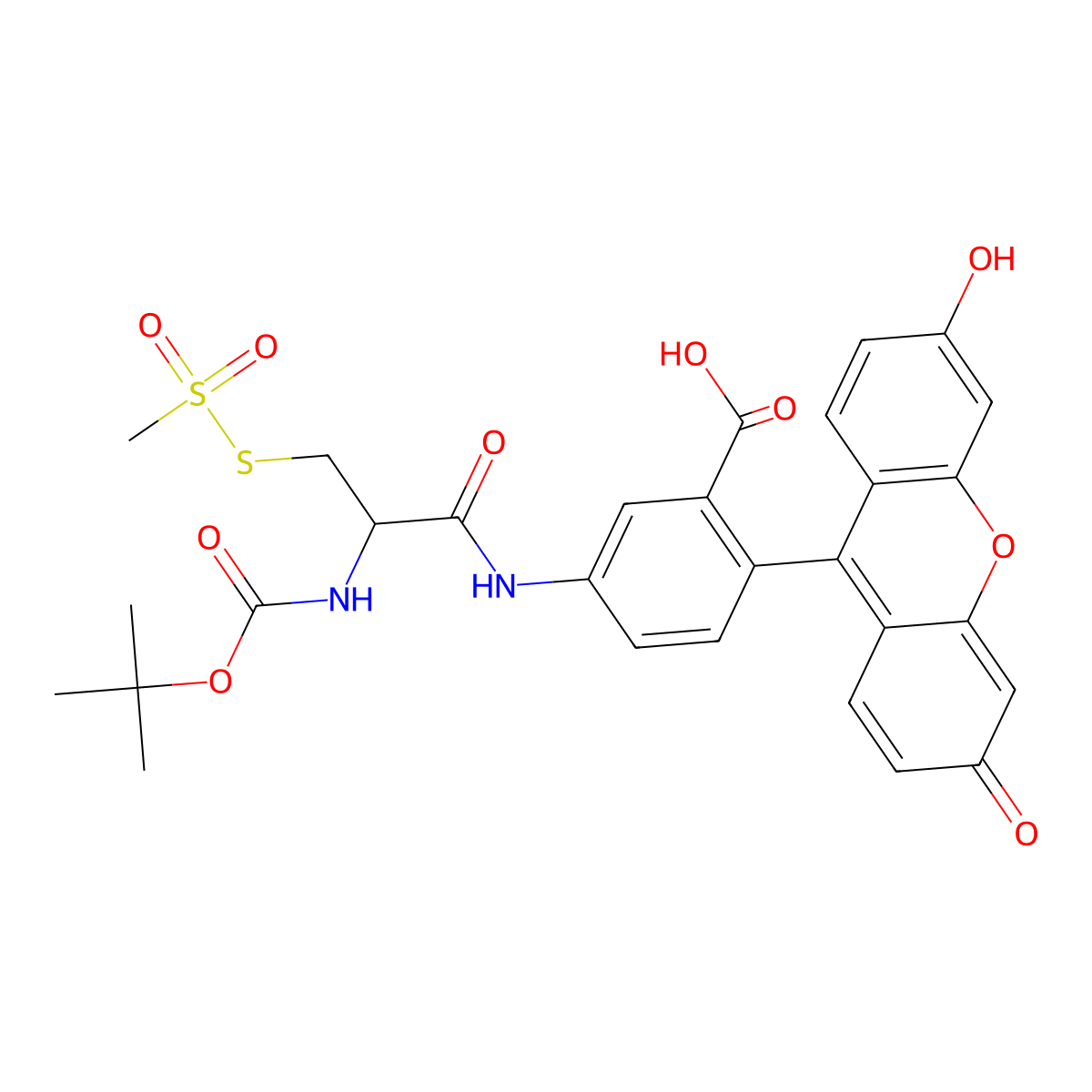 t-Boc-MTSEA-Fluorescein molecular structure, CAS 1042688-20-9