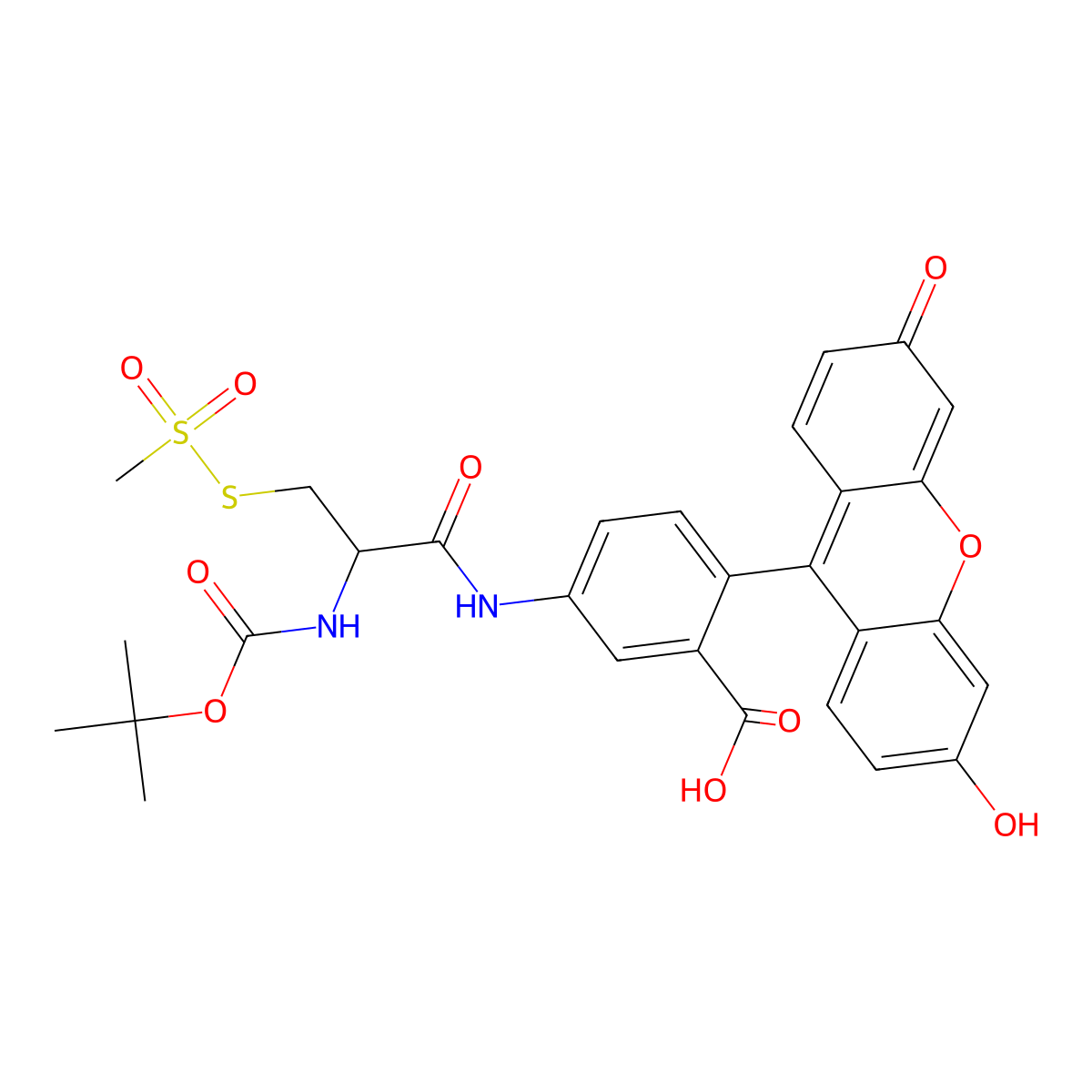 t-Boc-MTSEA-Fluorescein molecular structure, CAS 1042688-20-9