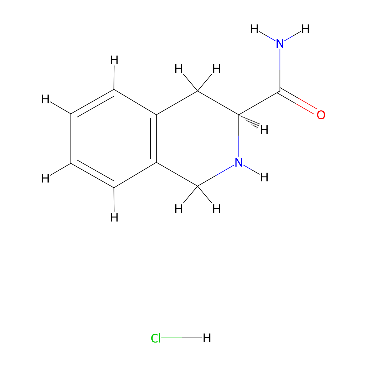 (3S)-1,2,3,4-tetrahydroisoquinoline-3-carboxamide hydrochloride molecular structure, CAS 1042690-54-9