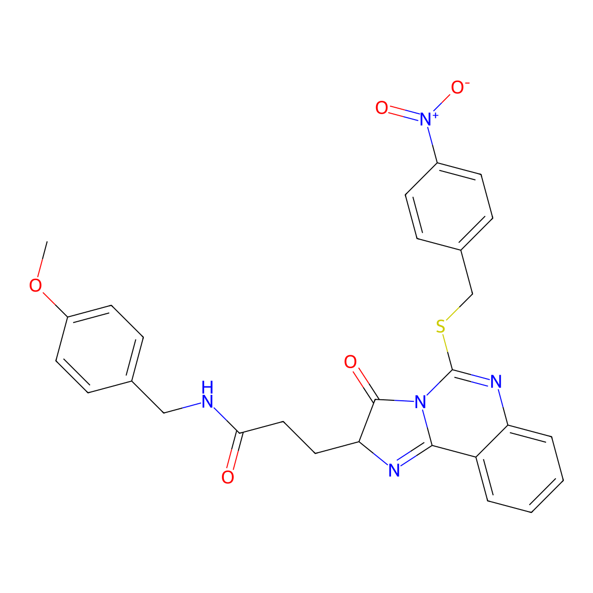 N-[(4-methoxyphenyl)methyl]-3-(5-{[(4-nitrophenyl)methyl]sulfanyl}-3-oxo-2H,3H-imidazo[1,2-c]quinazolin-2-yl)propanamide molecular structure, CAS 1042691-71-3