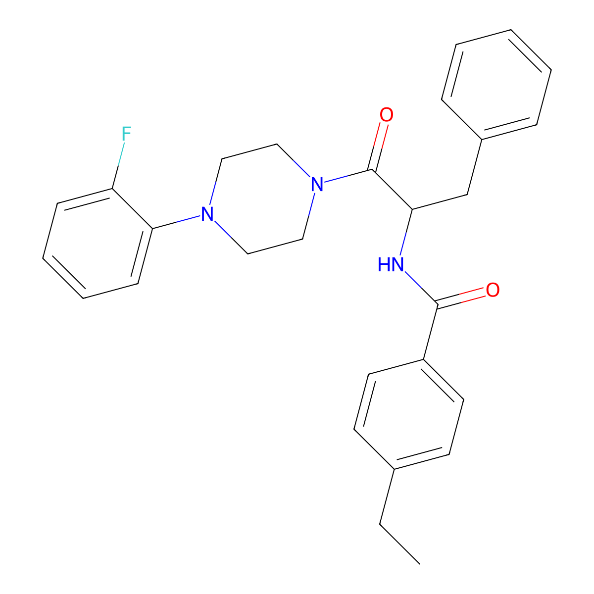 4-ethyl-N-[1-[4-(2-fluorophenyl)piperazin-1-yl]-1-oxo-3-phenylpropan-2-yl]benzamide molecular structure, CAS 1042692-88-5