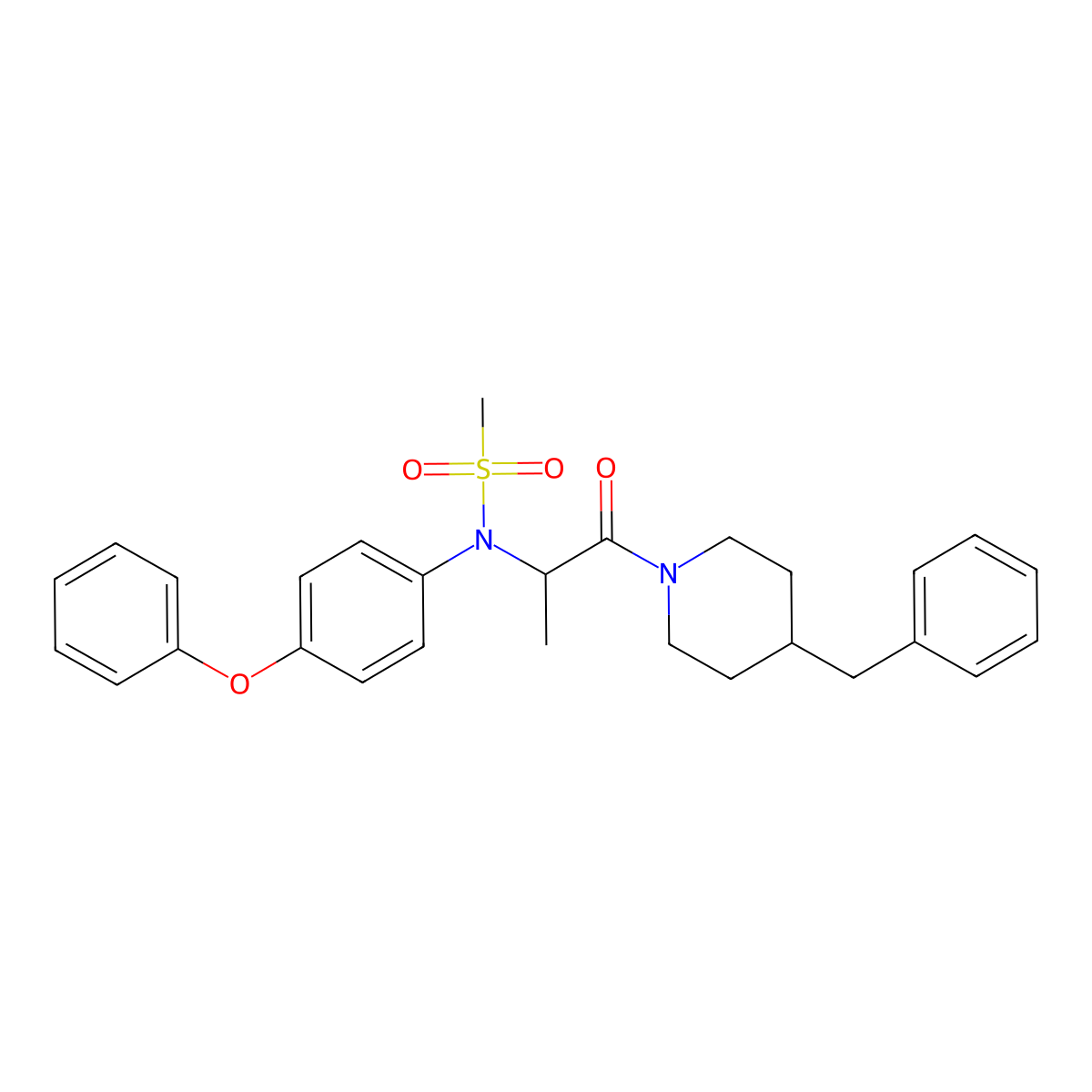 N-[1-(4-benzylpiperidin-1-yl)-1-oxopropan-2-yl]-N-(4-phenoxyphenyl)methanesulfonamide molecular structure, CAS 1042693-09-3