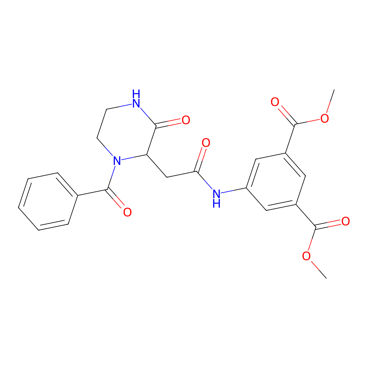 Dimethyl 5-{[(1-benzoyl-3-oxo-2-piperazinyl)acetyl]amino}isophthalate molecular structure, CAS 1042693-31-1