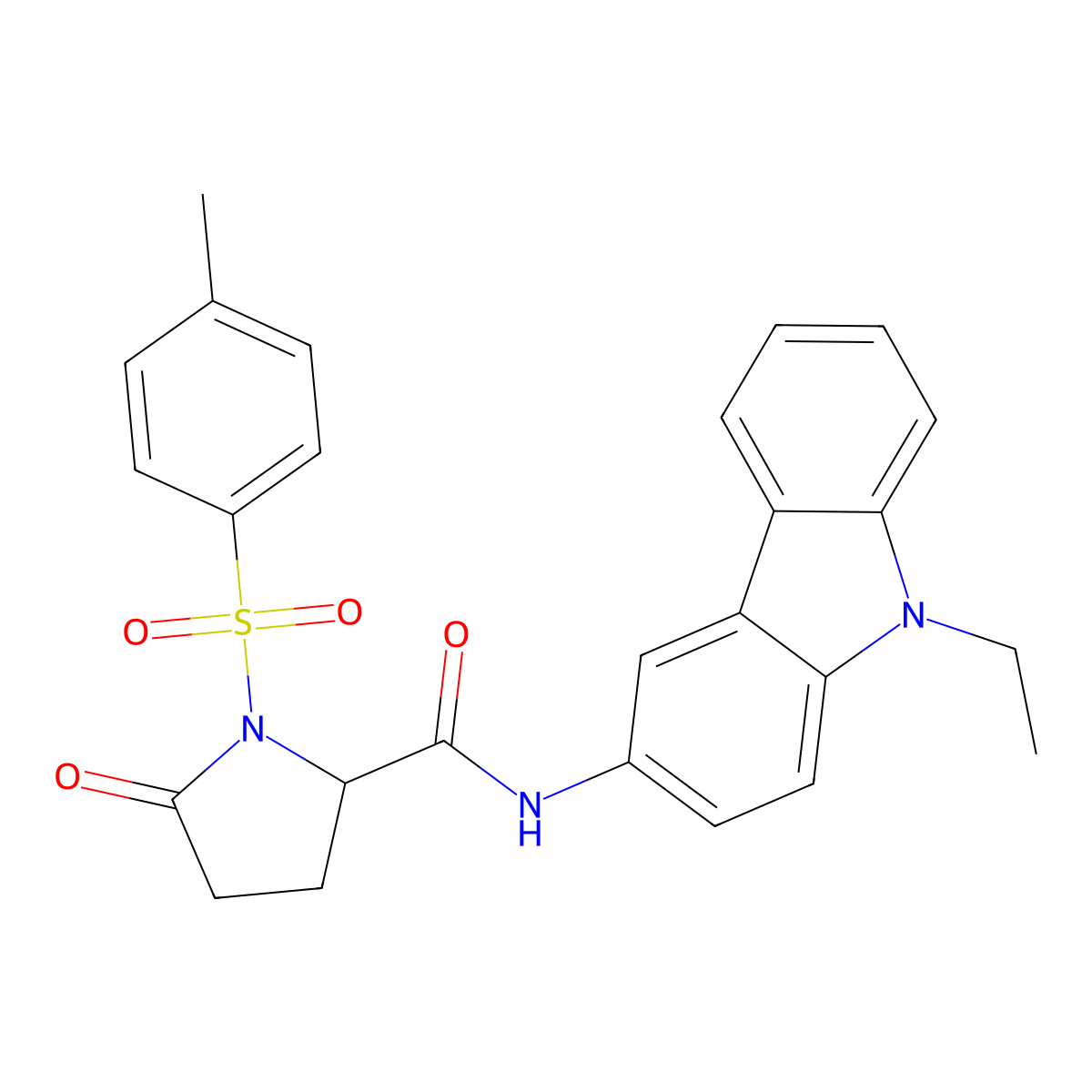 N-(9-ethylcarbazol-3-yl)-1-(4-methylphenyl)sulfonyl-5-oxopyrrolidine-2-carboxamide molecular structure, CAS 1042693-32-2