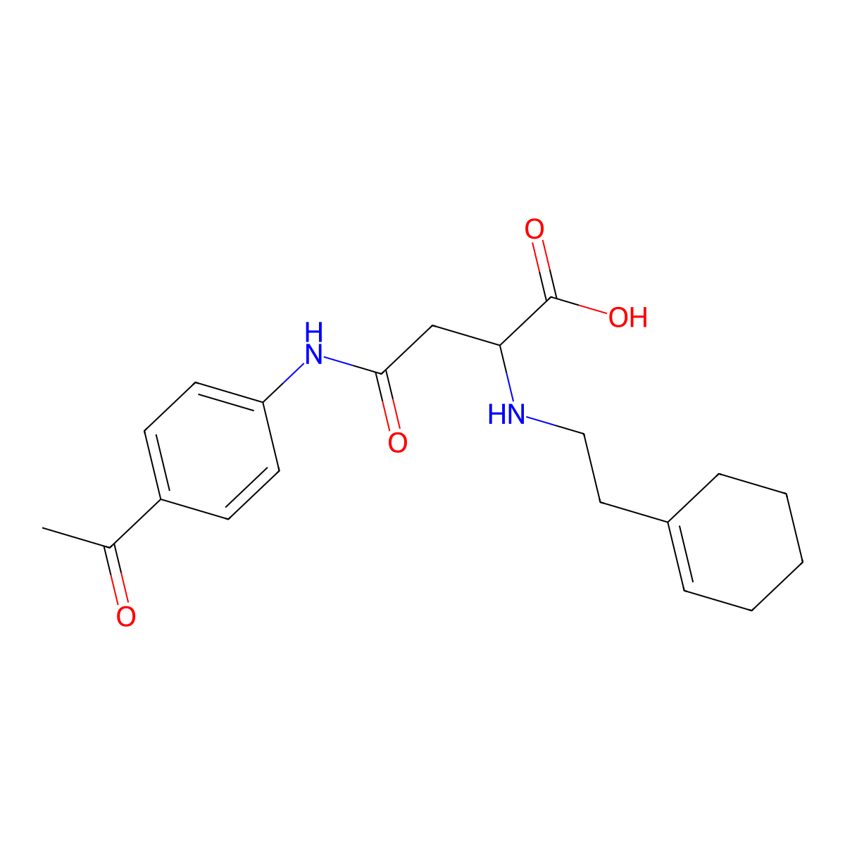 4-(4-Acetylanilino)-2-[2-(cyclohexen-1-yl)ethylamino]-4-oxobutanoic acid molecular structure, CAS 1042693-42-4