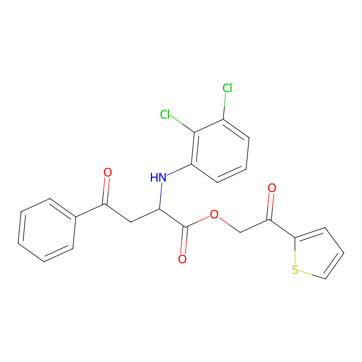 2-Oxo-2-(2-thienyl)ethyl 2-[(2,3-dichlorophenyl)amino]-4-oxo-4-phenylbutanoate molecular structure, CAS 1042693-44-6