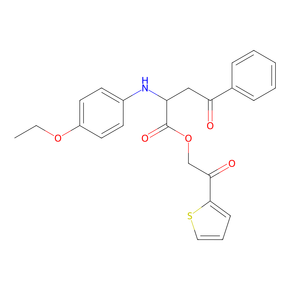 2-Oxo-2-(thiophen-2-yl)ethyl 2-[(4-ethoxyphenyl)amino]-4-oxo-4-phenylbutanoate molecular structure, CAS 1042694-12-1