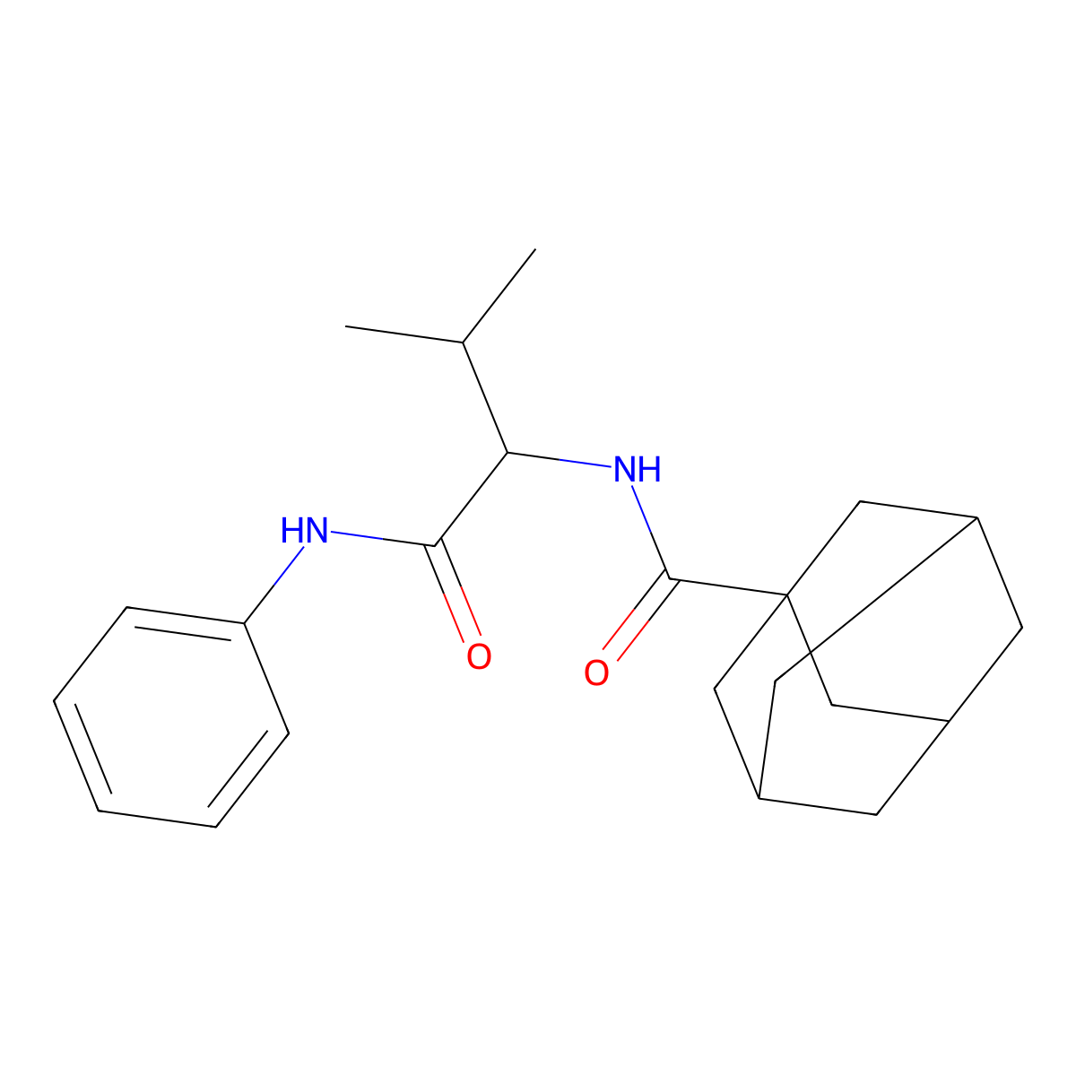 2-(adamantanylcarbonylamino)-3-methyl-N-phenylbutanamide molecular structure, CAS 1042694-42-7