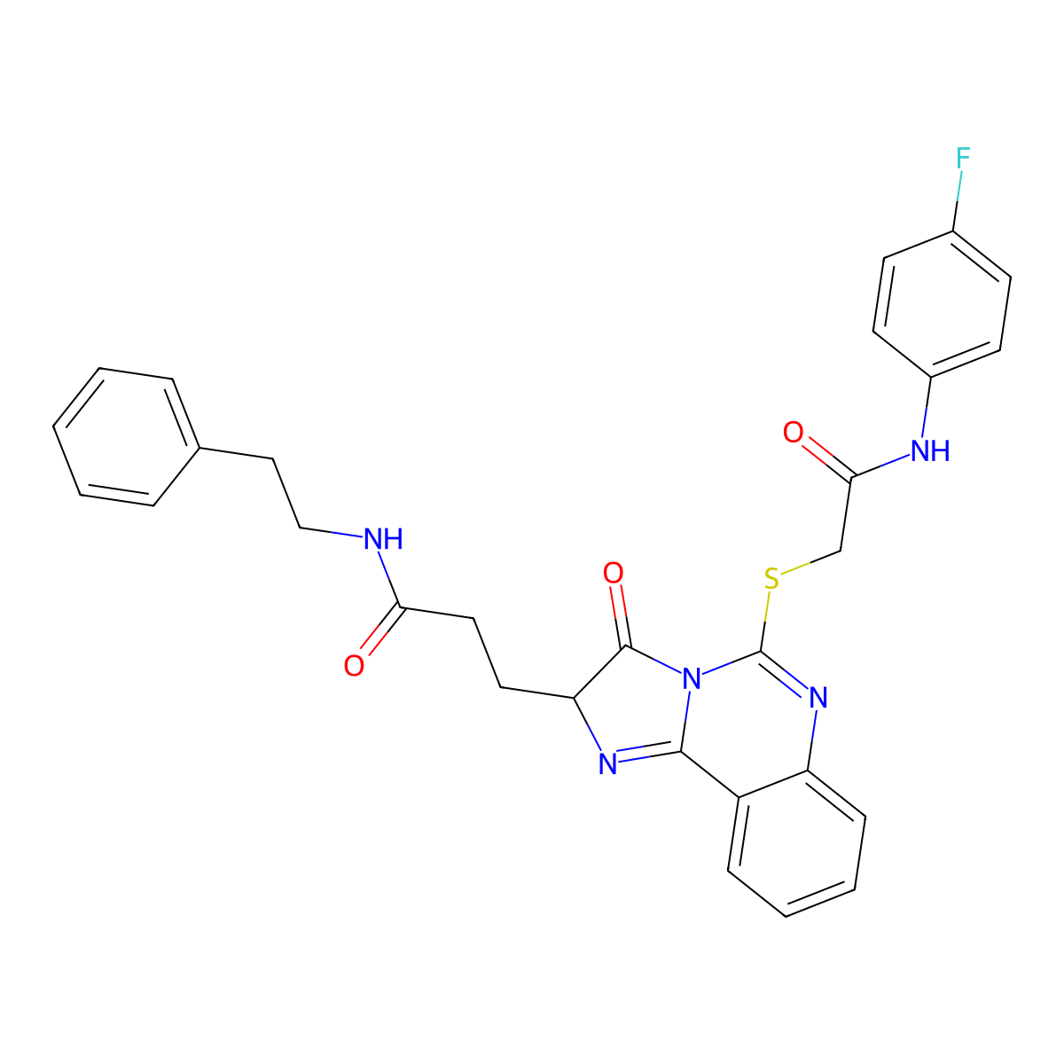 3-[5-({[(4-fluorophenyl)carbamoyl]methyl}sulfanyl)-3-oxo-2H,3H-imidazo[1,2-c]quinazolin-2-yl]-N-(2-phenylethyl)propanamide molecular structure, CAS 1042696-15-0