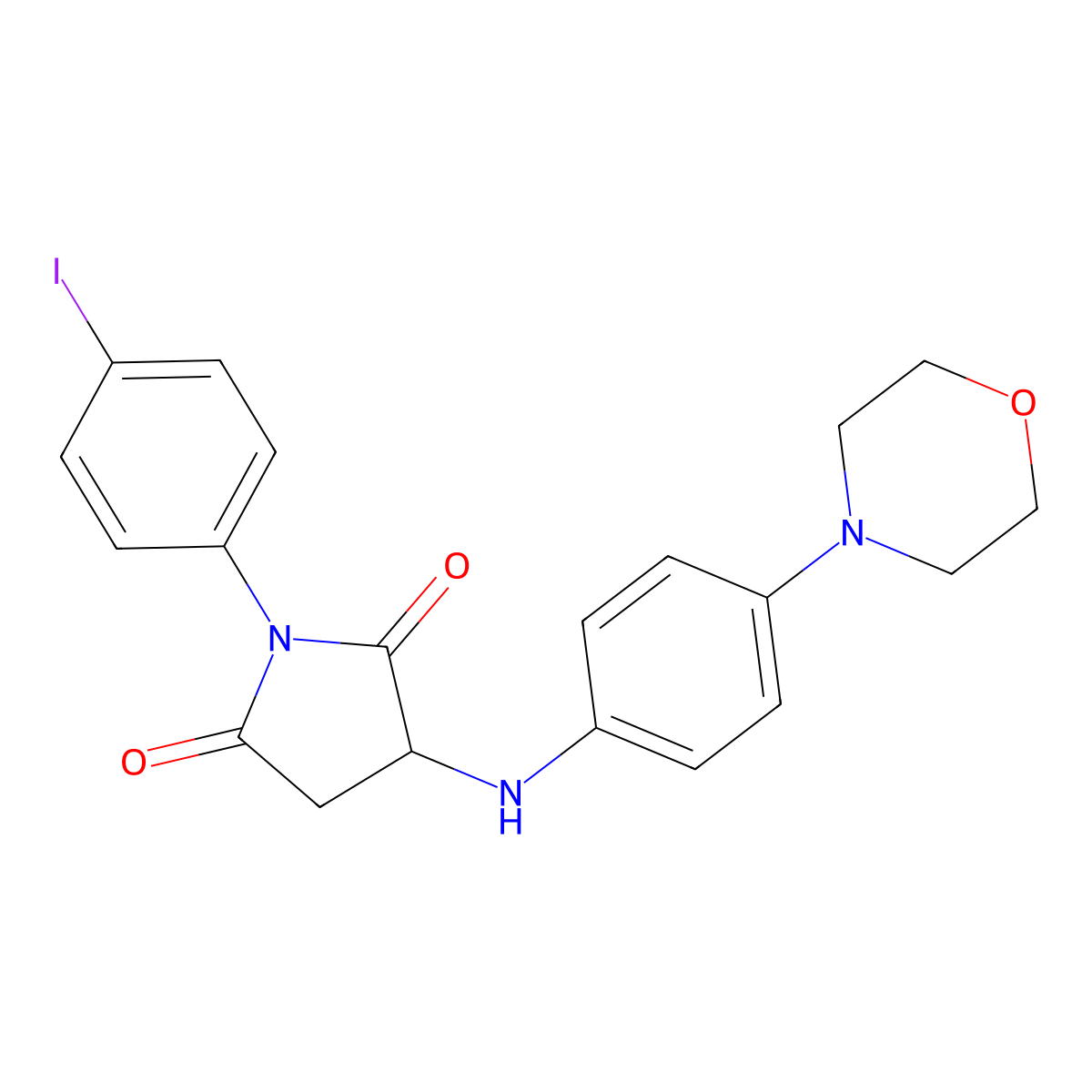 1-(4-Iodophenyl)-3-(4-morpholin-4-ylanilino)pyrrolidine-2,5-dione molecular structure, CAS 1042696-38-7