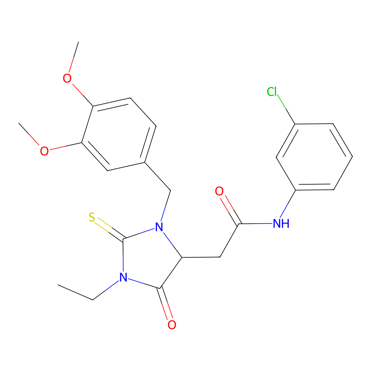 N-(3-chlorophenyl)-2-[3-(3,4-dimethoxybenzyl)-1-ethyl-5-oxo-2-thioxoimidazolidin-4-yl]acetamide molecular structure, CAS 1042696-39-8