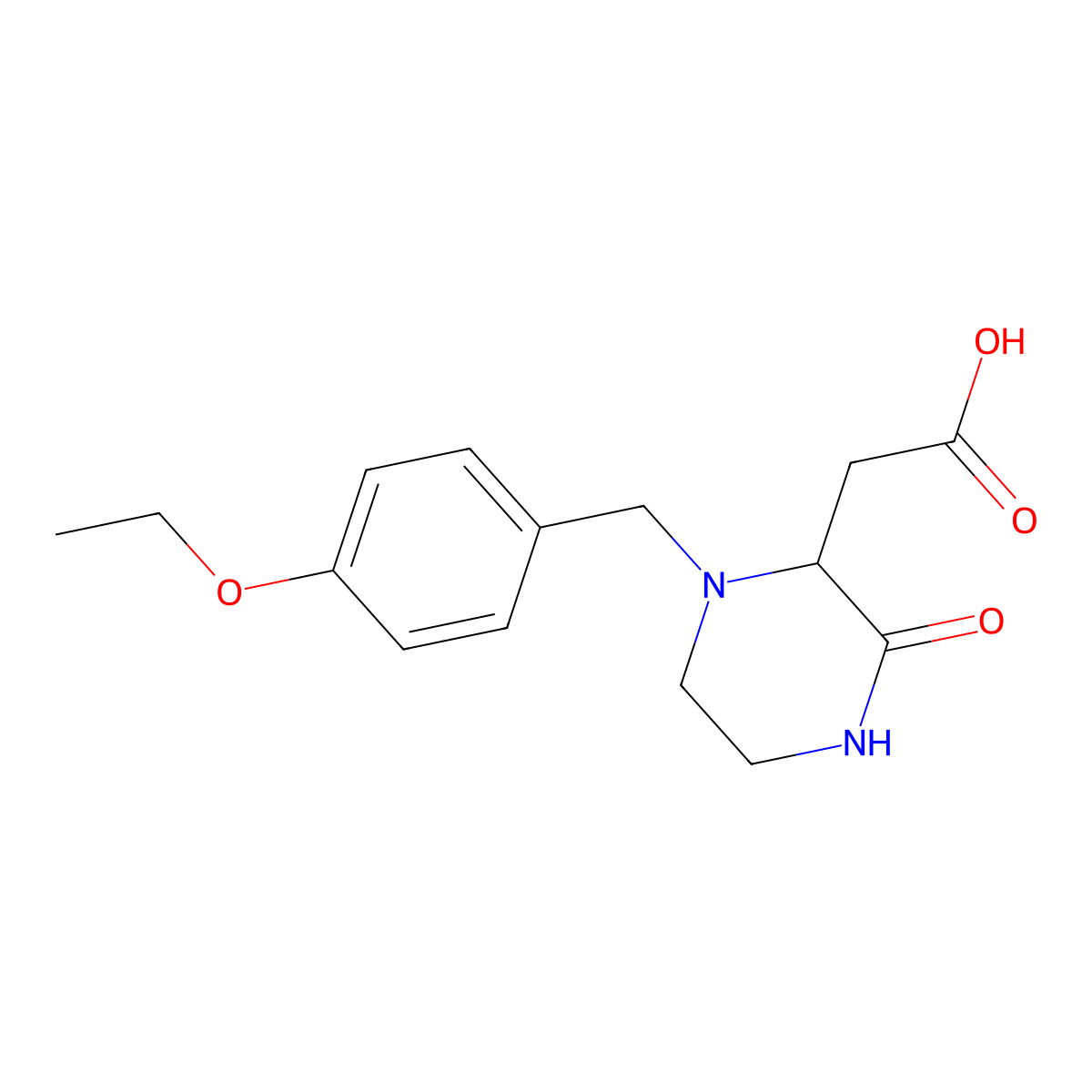 2-[1-(4-Ethoxybenzyl)-3-oxo-2-piperazinyl]-acetic acid molecular structure, CAS 1042696-40-1