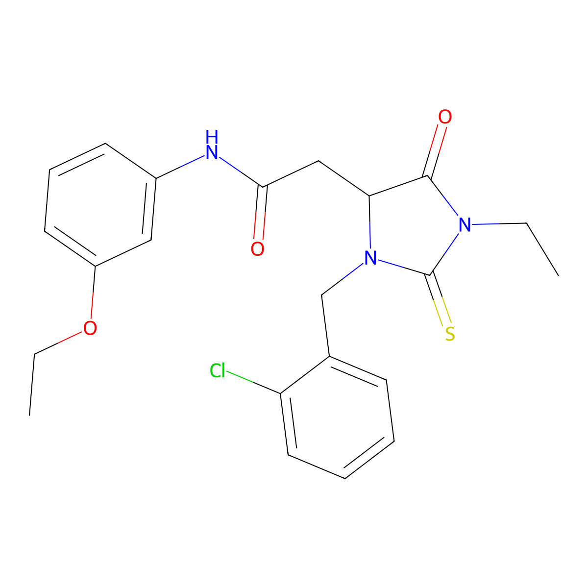 2-[3-(2-chlorobenzyl)-1-ethyl-5-oxo-2-thioxoimidazolidin-4-yl]-N-(3-ethoxyphenyl)acetamide molecular structure, CAS 1042696-44-5