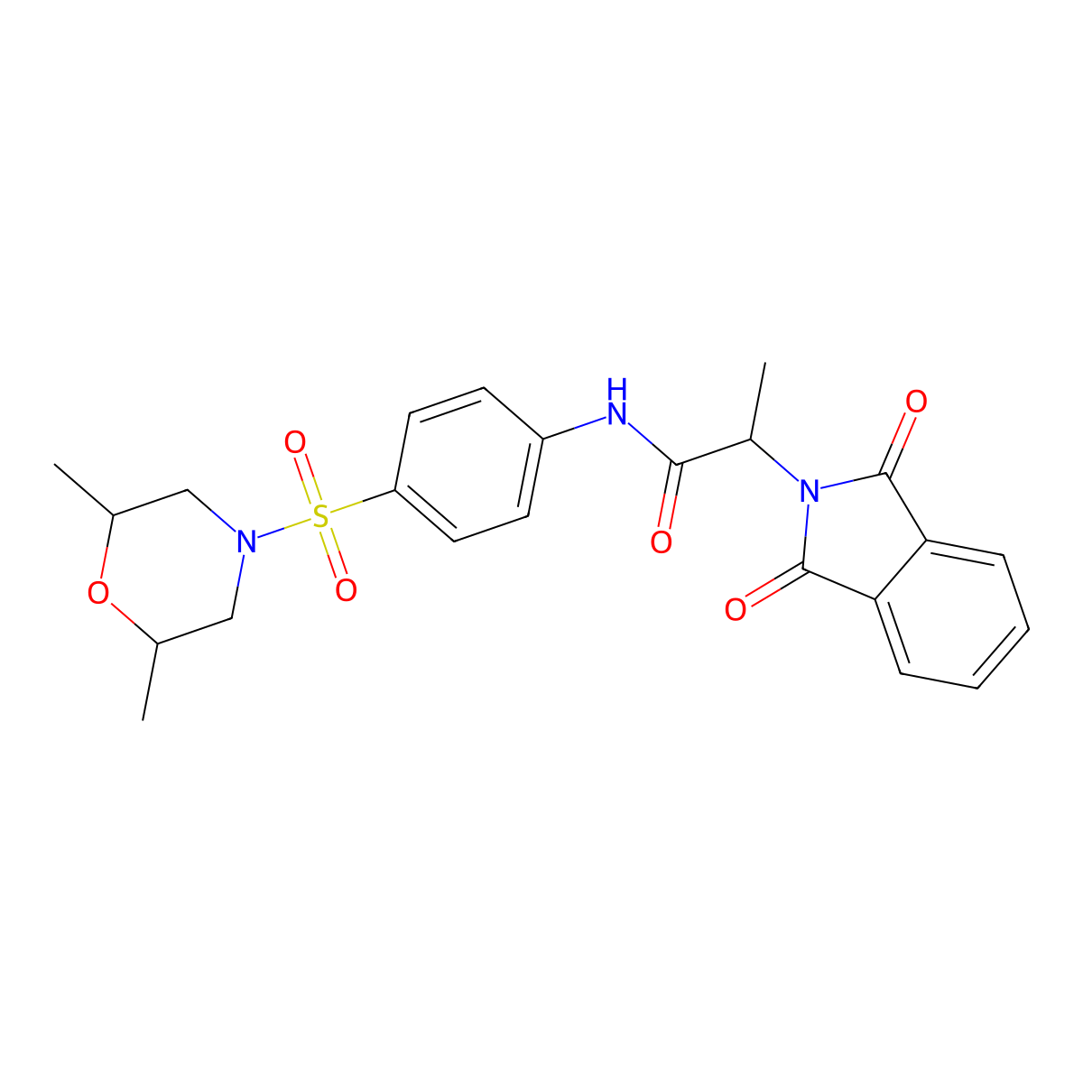 N-{4-[(2,6-dimethylmorpholin-4-yl)sulfonyl]phenyl}-2-(1,3-dioxo-1,3-dihydro-2H-isoindol-2-yl)propanamide molecular structure, CAS 1042696-91-2