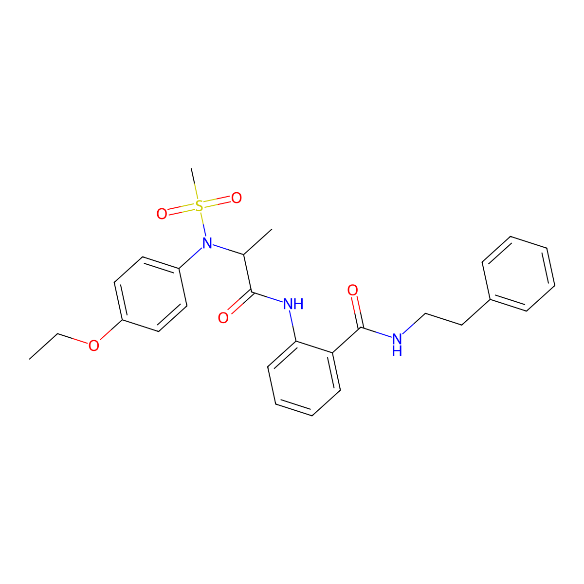 2-{[N-(4-ethoxyphenyl)-N-(methylsulfonyl)alanyl]amino}-N-(2-phenylethyl)benzamide molecular structure, CAS 1042696-95-6
