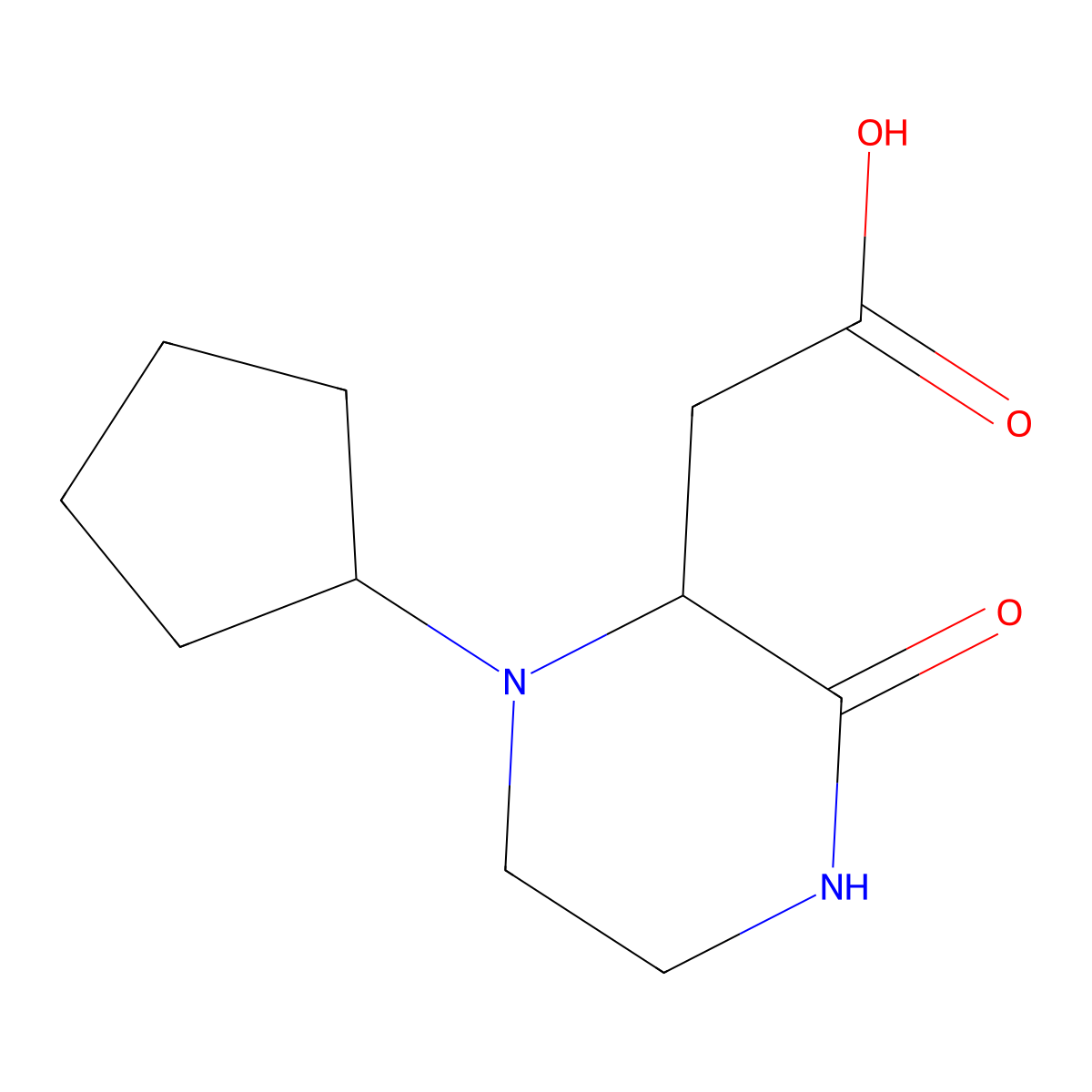 (1-Cyclopentyl-3-oxo-2-piperazinyl)acetic acid molecular structure, CAS 1042697-00-6