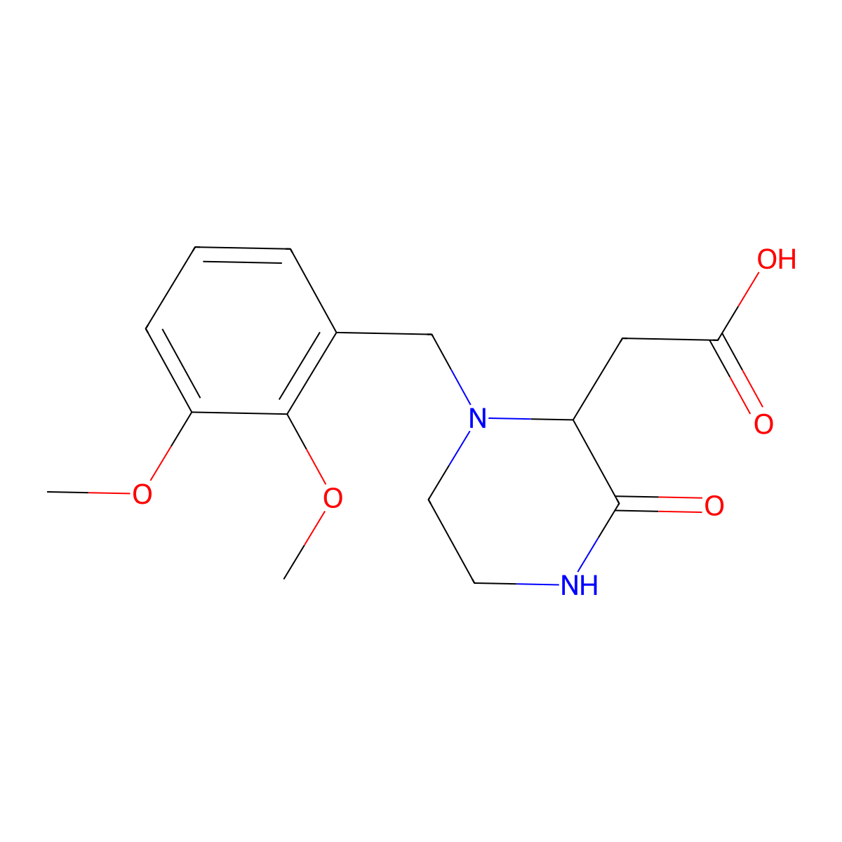 2-[1-(2,3-Dimethoxybenzyl)-3-oxo-2-piperazinyl]-acetic acid molecular structure, CAS 1042697-82-4