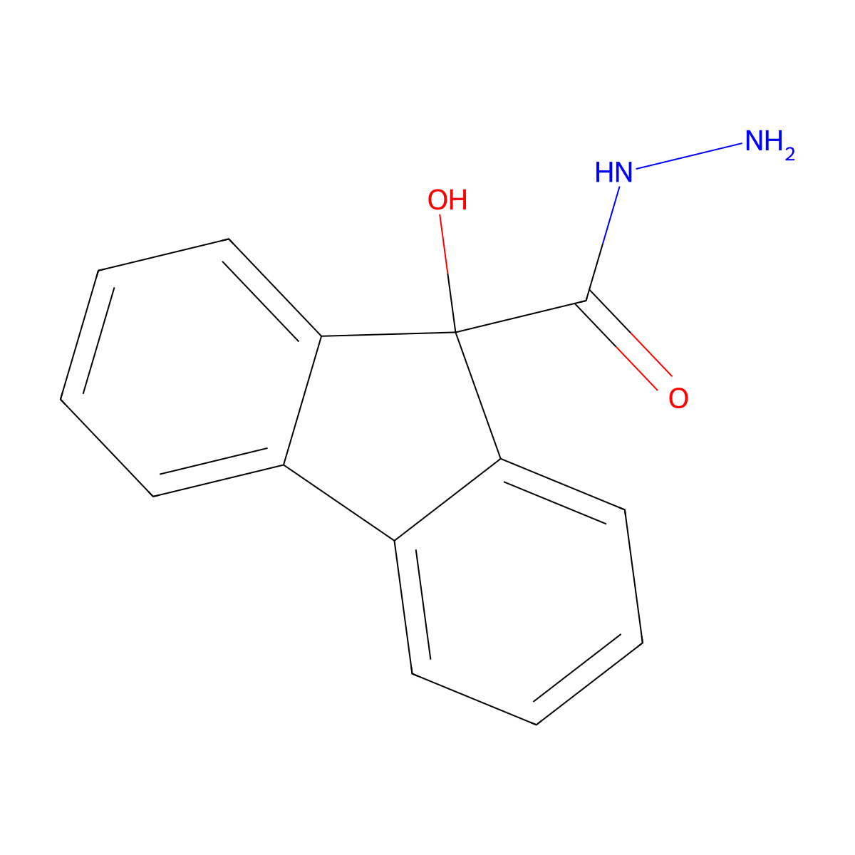 9-Hydroxy-fluorene-9-carboxylic acid hydrazide molecular structure, CAS 10427-04-0