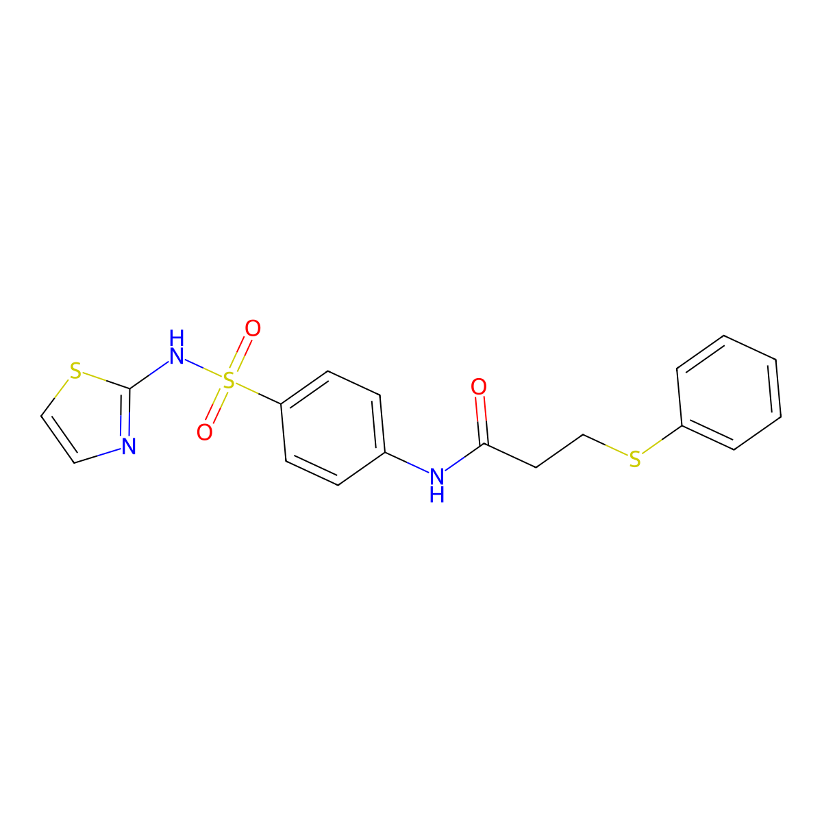 3-phenylsulfanyl-N-[4-(1,3-thiazol-2-ylsulfamoyl)phenyl]propanamide molecular structure, CAS 104270-38-4