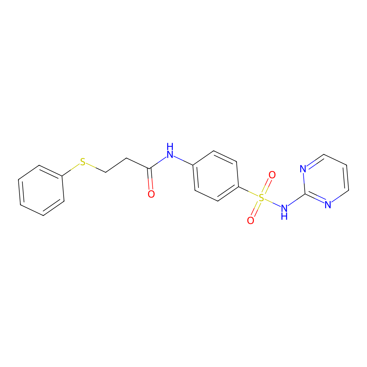 3-phenylsulfanyl-N-[4-(pyrimidin-2-ylsulfamoyl)phenyl]propanamide molecular structure, CAS 104270-39-5