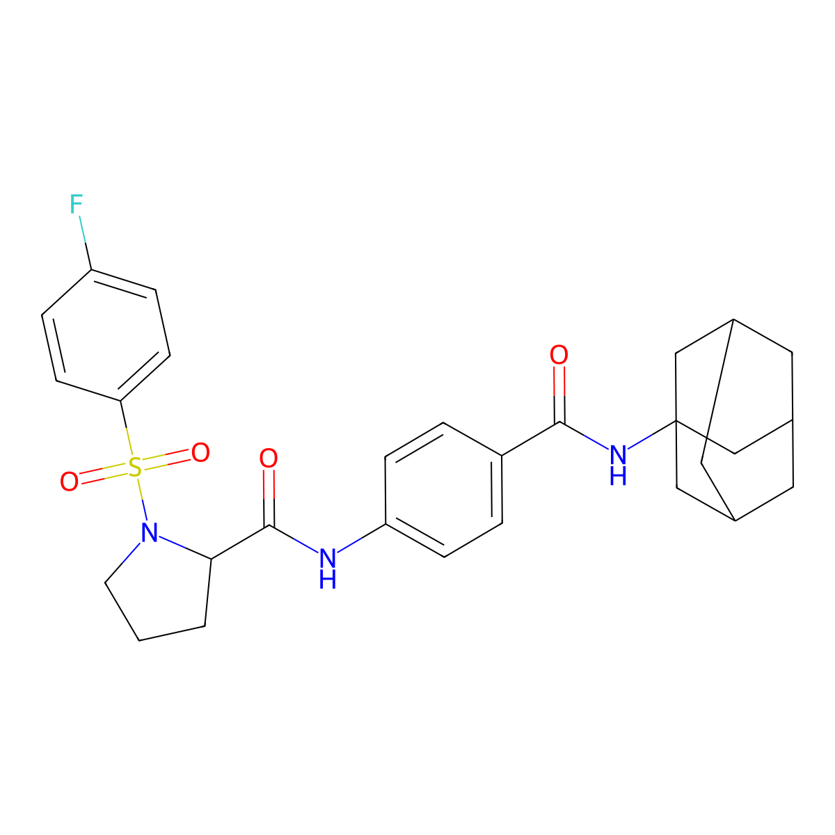 N-[4-(1-adamantylcarbamoyl)phenyl]-1-(4-fluorophenyl)sulfonylpyrrolidine-2-carboxamide molecular structure, CAS 1042700-89-9