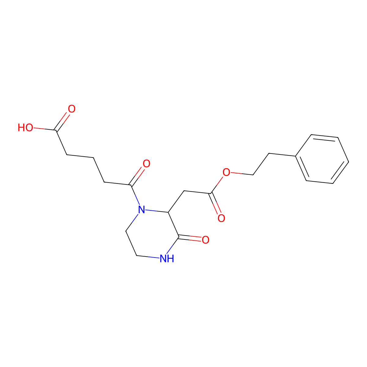 5-Oxo-5-{3-oxo-2-[2-oxo-2-(phenethyloxy)ethyl]-1-piperazinyl}pentanoic acid molecular structure, CAS 1042701-26-7