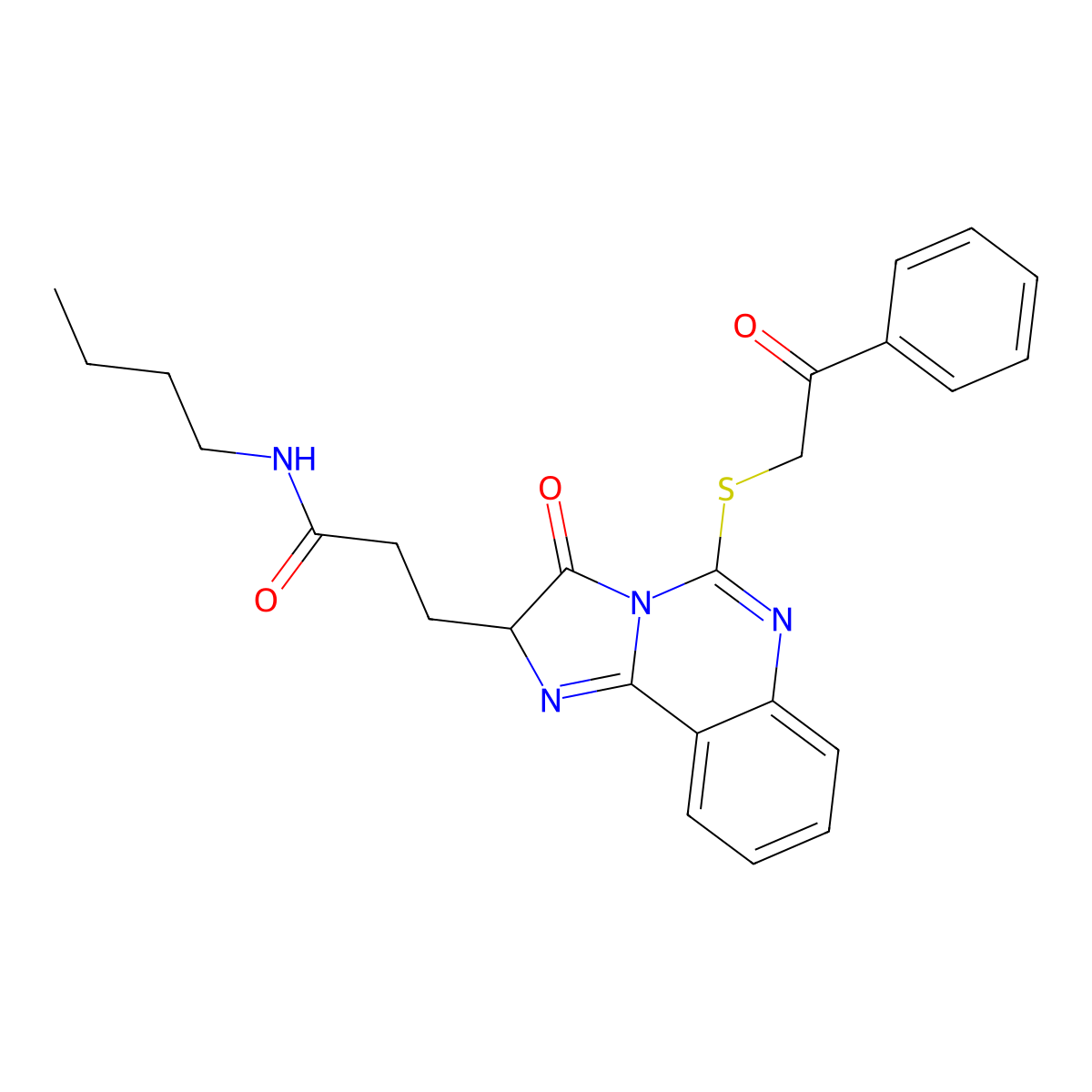 N-butyl-3-{3-oxo-5-[(2-oxo-2-phenylethyl)sulfanyl]-2H,3H-imidazo[1,2-c]quinazolin-2-yl}propanamide molecular structure, CAS 1042719-56-1