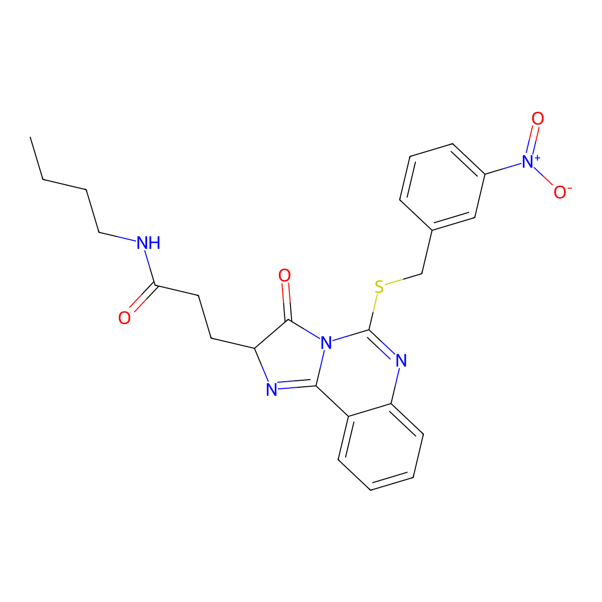 N-butyl-3-(5-{[(3-nitrophenyl)methyl]sulfanyl}-3-oxo-2H,3H-imidazo[1,2-c]quinazolin-2-yl)propanamide molecular structure, CAS 1042719-57-2