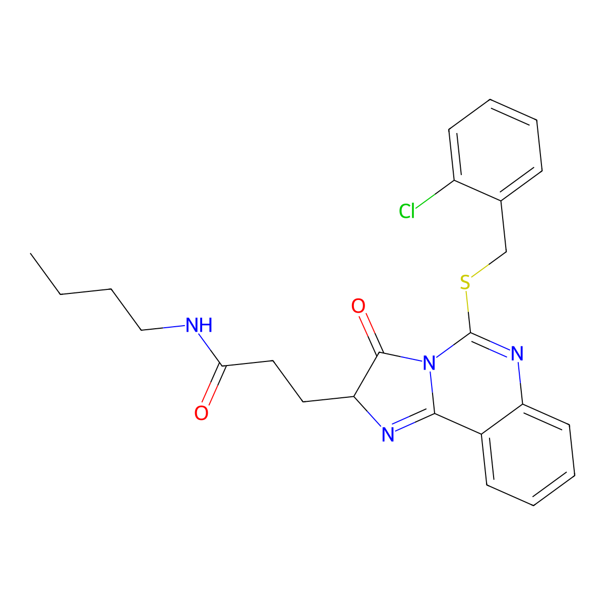N-butyl-3-(5-{[(2-chlorophenyl)methyl]sulfanyl}-3-oxo-2H,3H-imidazo[1,2-c]quinazolin-2-yl)propanamide molecular structure, CAS 1042719-63-0