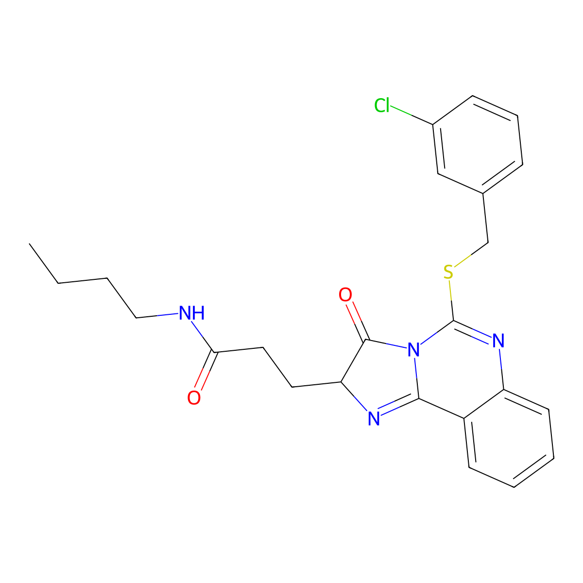 N-butyl-3-(5-{[(3-chlorophenyl)methyl]sulfanyl}-3-oxo-2H,3H-imidazo[1,2-c]quinazolin-2-yl)propanamide molecular structure, CAS 1042719-66-3