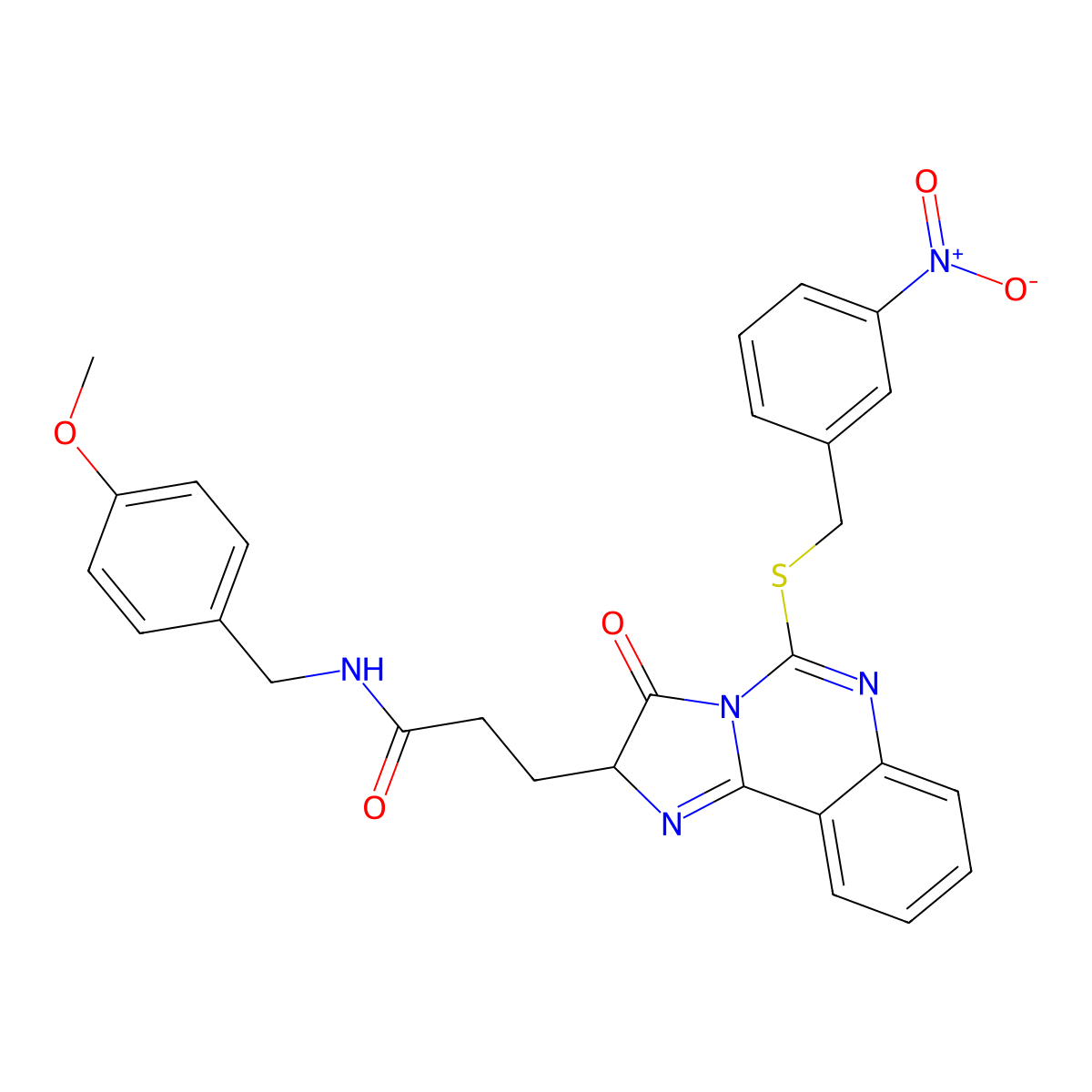 N-[(4-methoxyphenyl)methyl]-3-(5-{[(3-nitrophenyl)methyl]sulfanyl}-3-oxo-2H,3H-imidazo[1,2-c]quinazolin-2-yl)propanamide molecular structure, CAS 1042723-47-6