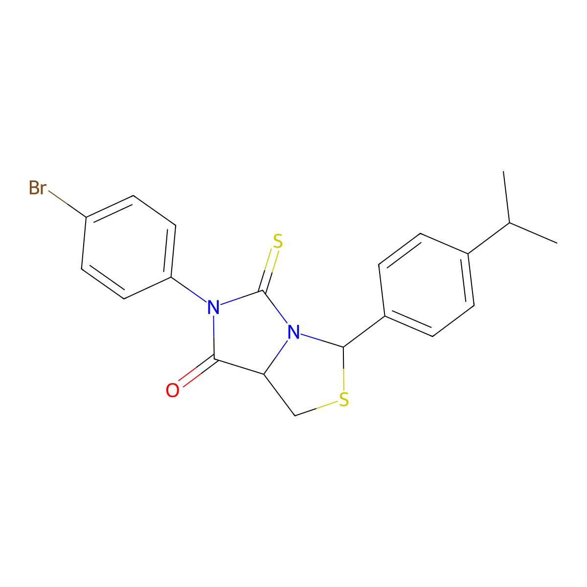 6-(4-Bromophenyl)-3-[4-(propan-2-yl)phenyl]-5-sulfanylidene-hexahydroimidazolidino[1,5-c][1,3]thiazol-7-one molecular structure, CAS 1042724-90-2