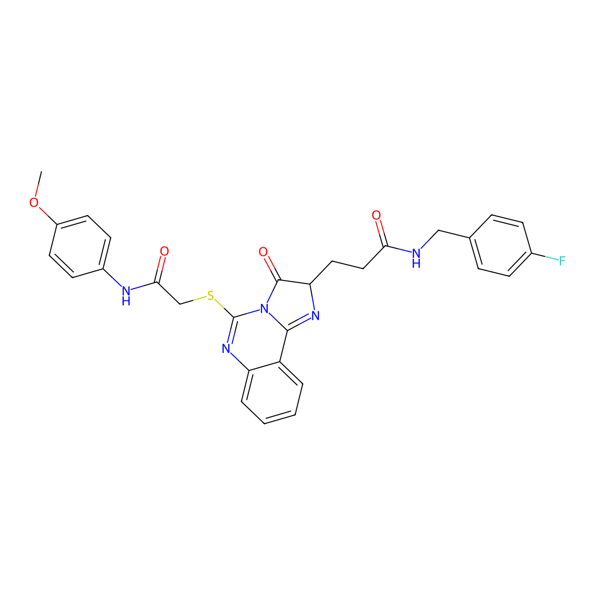 N-[(4-fluorophenyl)methyl]-3-[5-({[(4-methoxyphenyl)carbamoyl]methyl}sulfanyl)-3-oxo-2H,3H-imidazo[1,2-c]quinazolin-2-yl]propanamide molecular structure, CAS 1042727-30-9