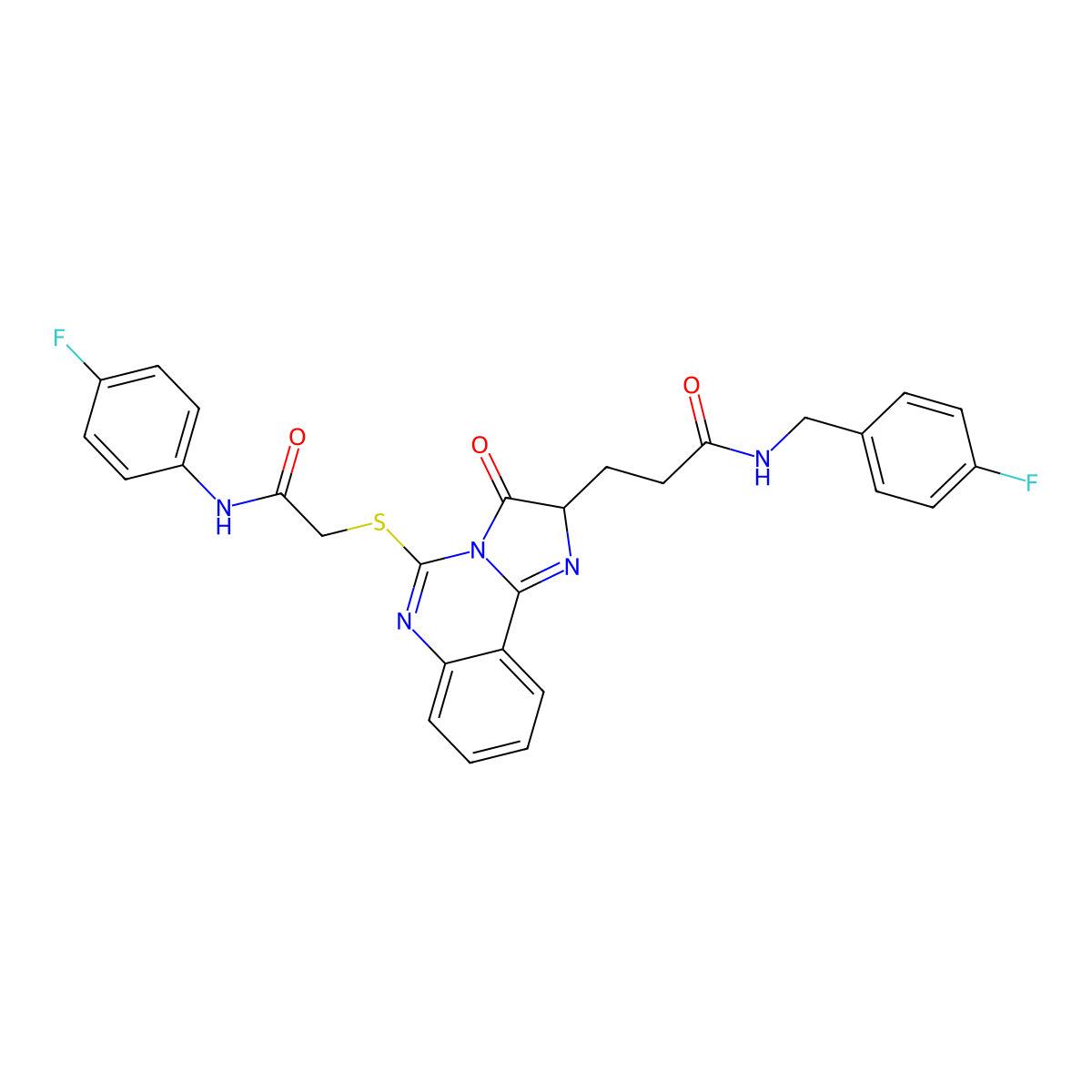 3-[5-({[(4-fluorophenyl)carbamoyl]methyl}sulfanyl)-3-oxo-2H,3H-imidazo[1,2-c]quinazolin-2-yl]-N-[(4-fluorophenyl)methyl]propanamide molecular structure, CAS 1042727-31-0