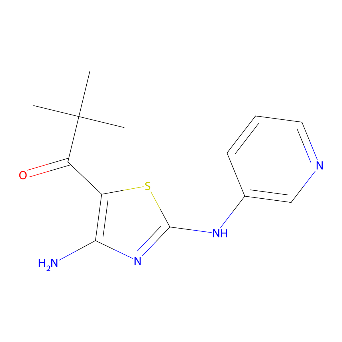 1-[4-Amino-2-(pyridin-3-ylamino)-1,3-thiazol-5-yl]-2,2-dimethylpropan-1-one molecular structure, CAS 1042734-86-0