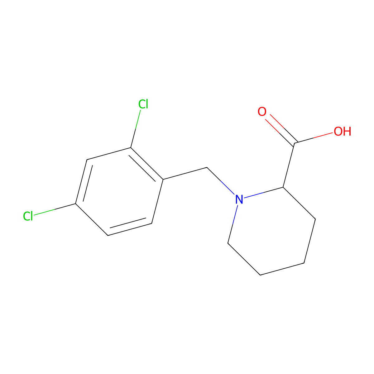1-[(2,4-Dichlorophenyl)methyl]-2-piperidinecarboxylic acid molecular structure, CAS 1042766-55-1