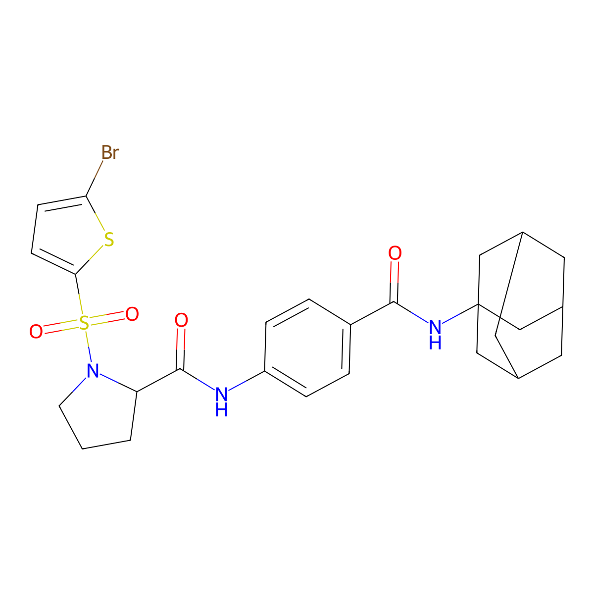 N-[4-(1-adamantylcarbamoyl)phenyl]-1-(5-bromothiophen-2-yl)sulfonylpyrrolidine-2-carboxamide molecular structure, CAS 1042767-41-8