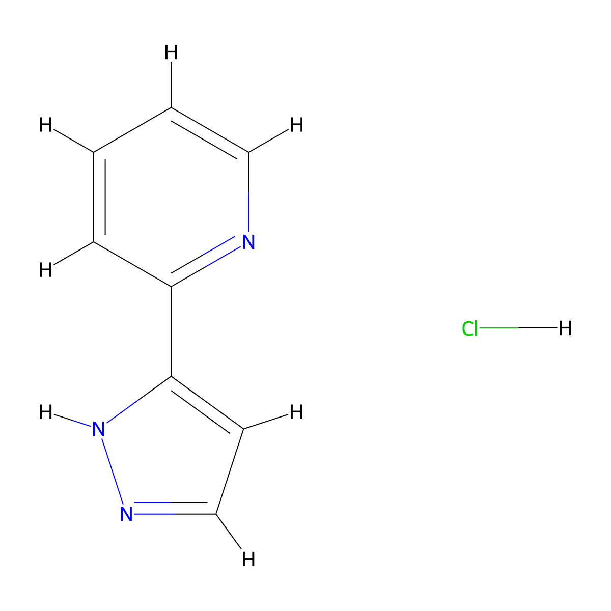 2-(1H-pyrazol-5-yl)pyridine hydrochloride molecular structure, CAS 1042767-84-9