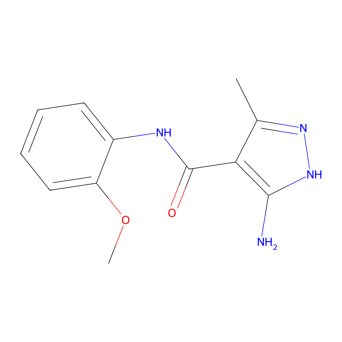 5-amino-N-(2-methoxyphenyl)-3-methyl-1H-pyrazole-4-carboxamide molecular structure, CAS 1042767-98-5