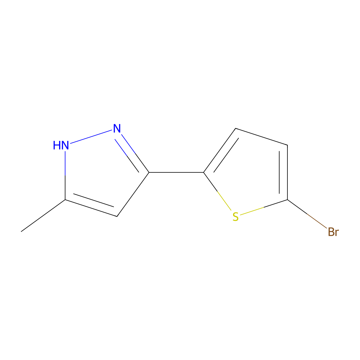 3-(5-bromothiophen-2-yl)-5-methyl-1H-pyrazole molecular structure, CAS 1042767-99-6