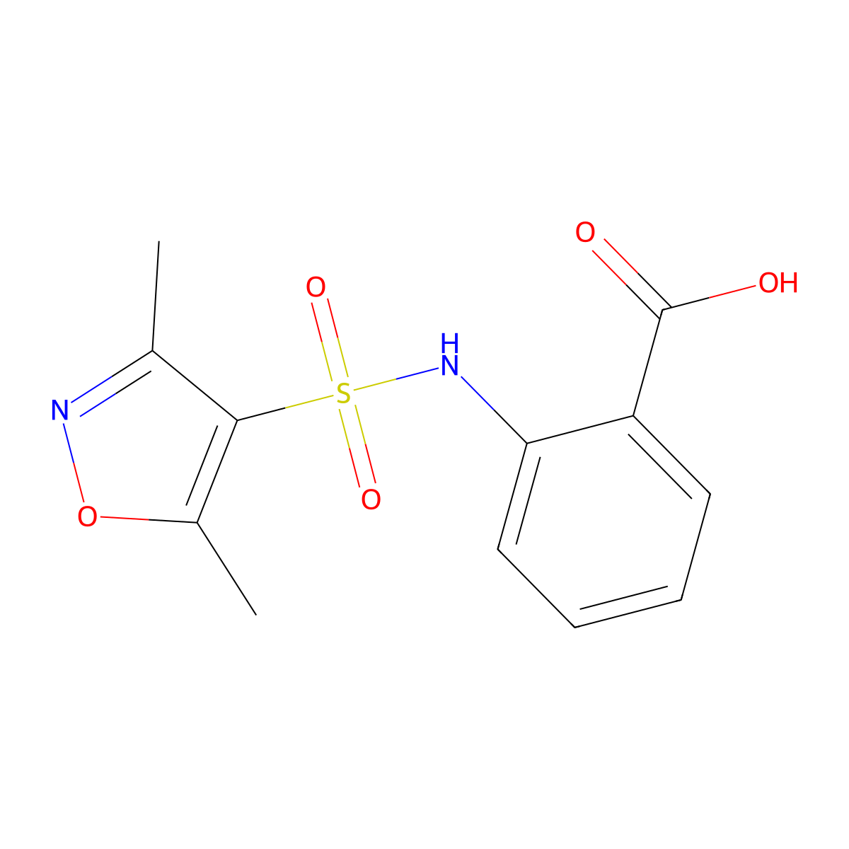 2-(3,5-Dimethylisoxazole-4-sulfonamido)benzoic acid molecular structure, CAS 1042769-63-0
