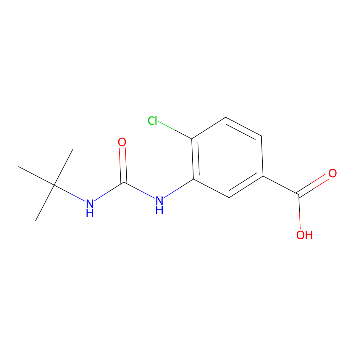 3-[(Tert-butylcarbamoyl)amino]-4-chlorobenzoic acid molecular structure, CAS 1042774-68-4
